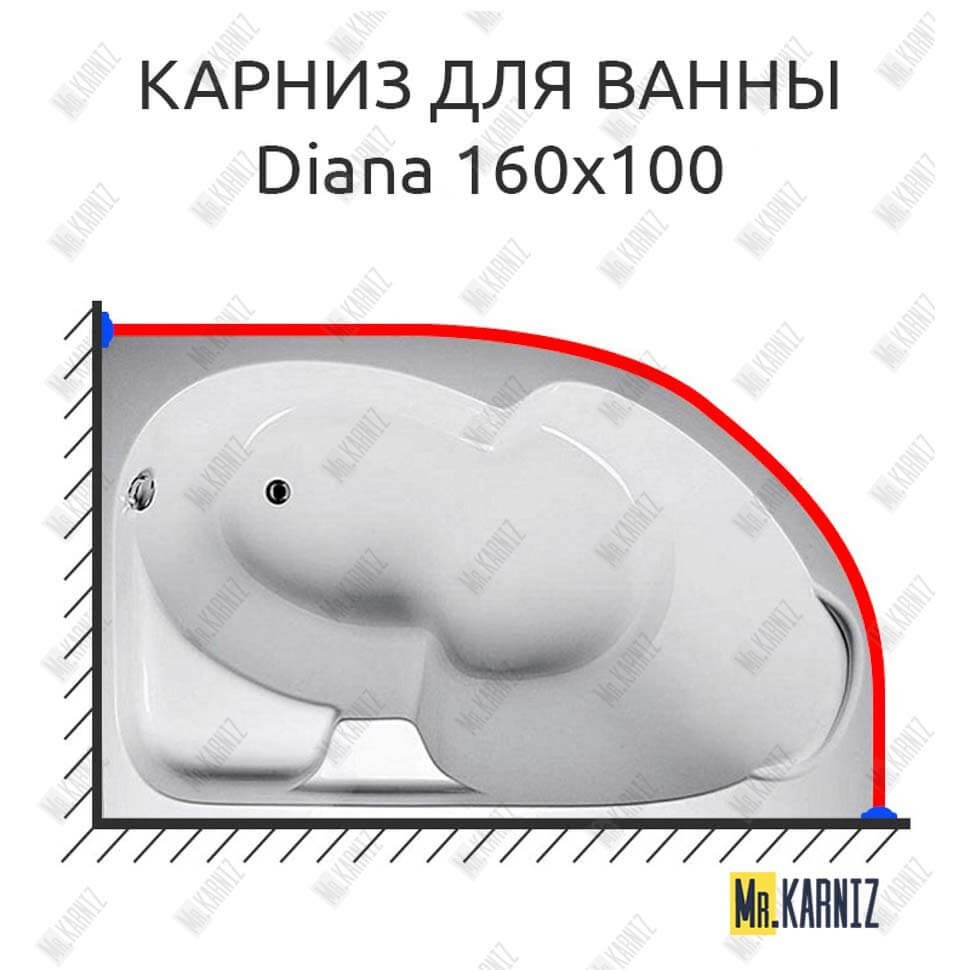 Карниз для ванны 1 MarKa Diana 160х100 Усиленный 20 мм MrKARNIZ