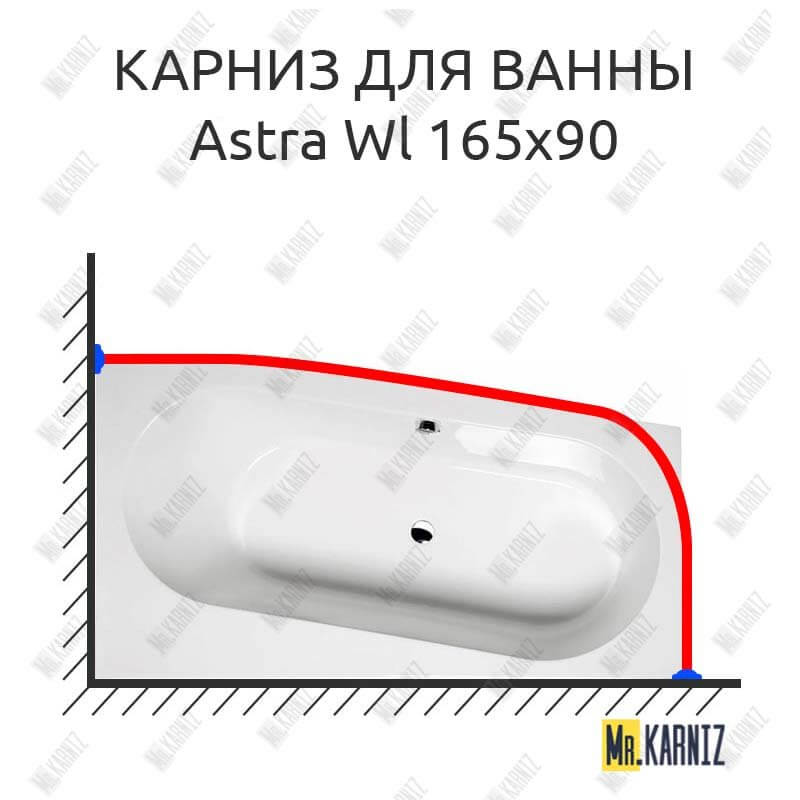Карниз для ванны Alpen Astra Wl 165х90 (Усиленный 25 мм) MrKARNIZ