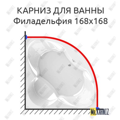 Карниз для ванны Radomir Филадельфия 168х168 Усиленный 20 мм MrKARNIZ