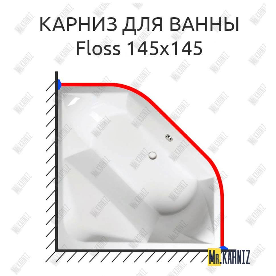 Карниз для ванны Alpen Floss 145х145 (Усиленный 25 мм) MrKARNIZ