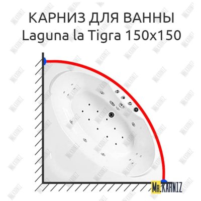 Карниз для ванны Akrilan Laguna la Tigra 150х150 Усиленный 20 мм MrKARNIZ