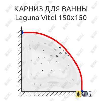 Карниз для ванны Akrilan Laguna Vitel 150х150 Усиленный 20 мм MrKARNIZ