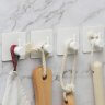 Настенные крючки для ванной и кухни для полотенец Г-образные квадрат белые 1 шт фото 3