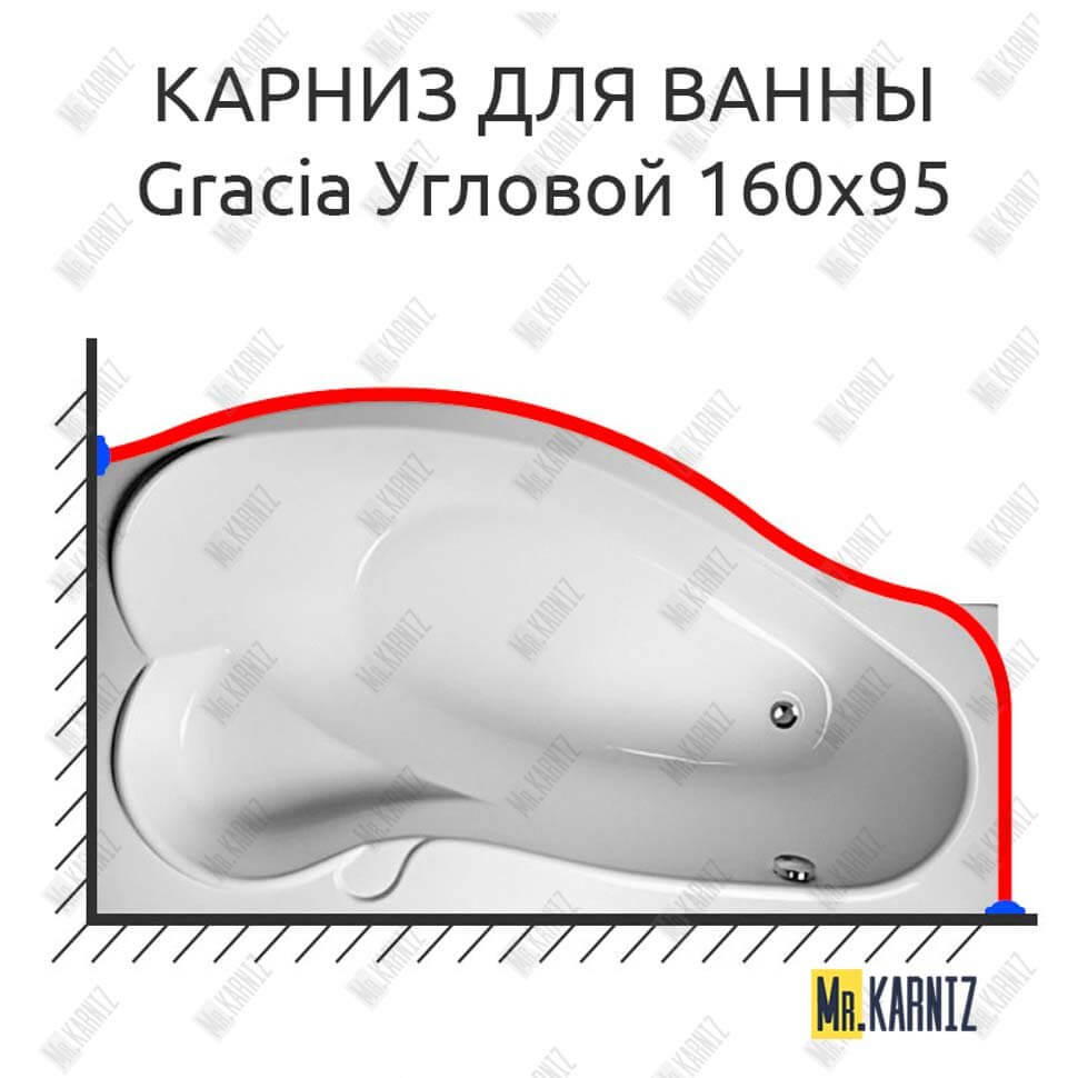 Карниз для ванны 1 MarKa Gracia Угловой 160х95 (Усиленный 25 мм) MrKARNIZ