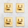 Настенные крючки для ванной и кухни для полотенец Г-образные квадрат золото 4 шт фото 2