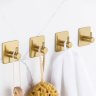 Настенные крючки для ванной и кухни для полотенец Г-образные квадрат золото 2 шт фото 3